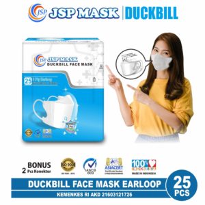 (BISA COD) ISI 25 PC Masker Medis Duckbill sudah kemenkes / Masker Duckbill JSP Isi 25 FREE 2 Konektor SM10 / JSP MASK